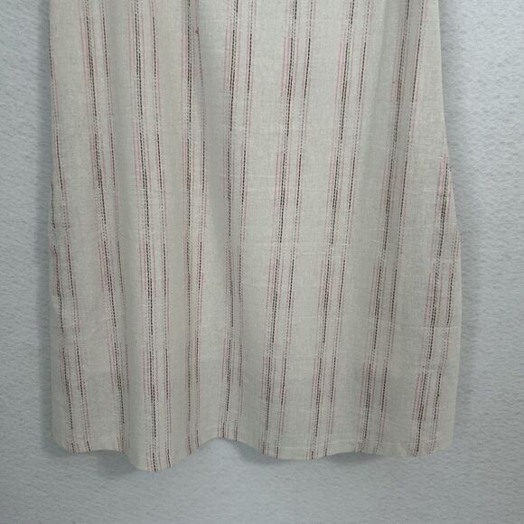 Ellison Sundress Women M Ivory Multi Stripe Ruffle Linen Pockets Casual Comfy - Picture 9 of 16